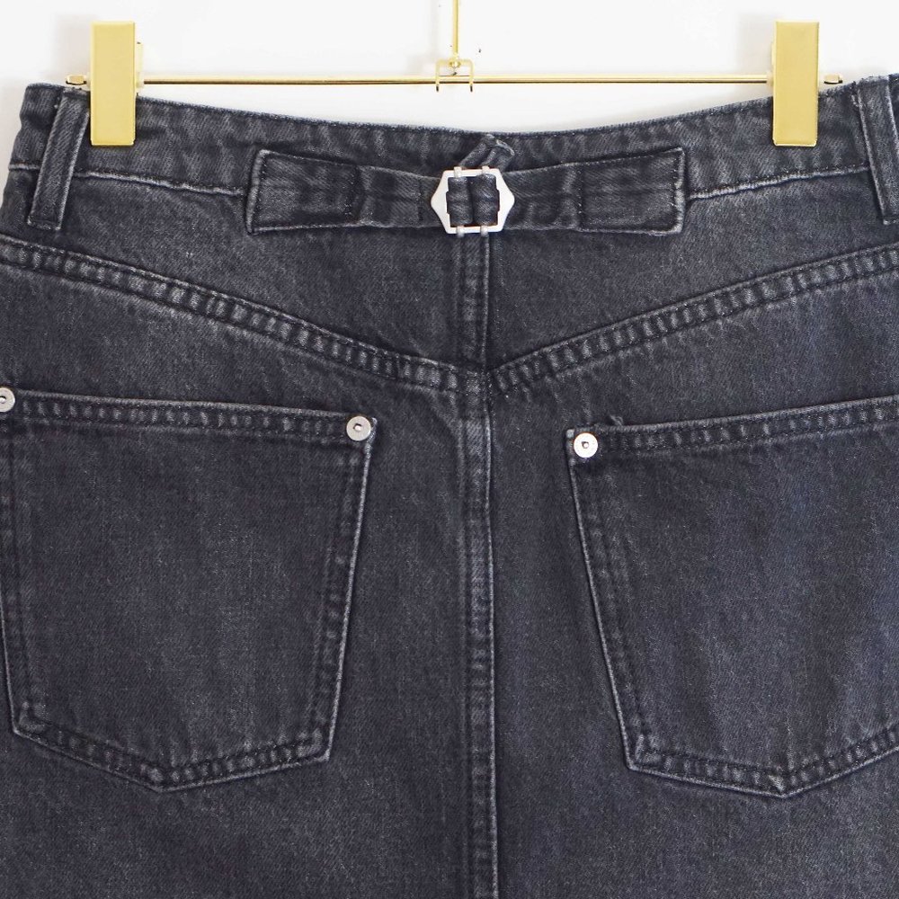 Free People Rugged A-Line Black Denim Mini Skirt - Picture 6 of 6